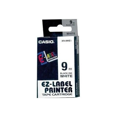 Casio XR-9WE1, 9mm x 8m, čierna tlač/biely podklad, originálna páska