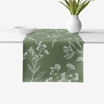 Goldea běhoun 100% bavlněné plátno bylinkové lístky 50x120 cm