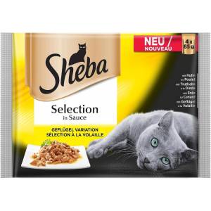 Sheba Пауч за котки Птичи ястия - Микс от апетитни ястия с птиче месо 4x85гр