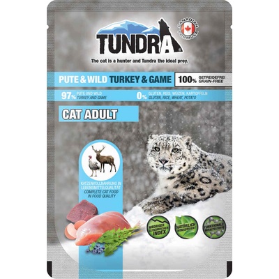 TUNDRA Adult Turkey and Game - Премиум пауч за израснали котки, без зърно, с пуешко месо и дивеч, 85 гр