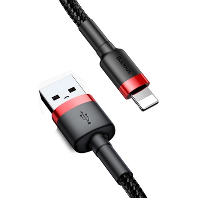 Baseus Кабел за данни USB към Lightning 2.4A 2.4A, 1m - Baseus Cafule (CALKLF-B19) - Червен Черен