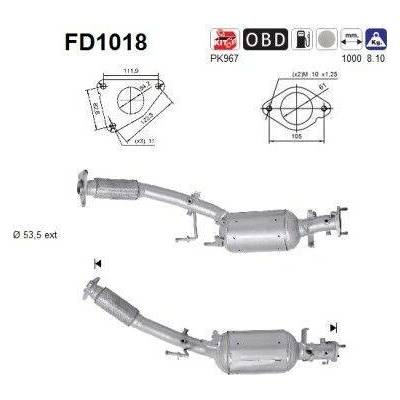 Filtr sazových částic, výfukový systém AS FD1018