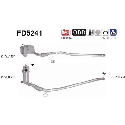 Filtr sazových částic, výfukový systém AS FD5241