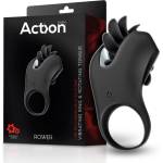 Action Rower Vibrating Ring with Rotating Tongue Black