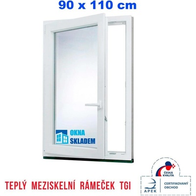 Erkado Plastové okno otevíravé i sklopné levé 900 x 1100 mm Bílé / Antracit