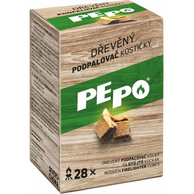 PE-PO dřevěný podpalovač kostičky 28 ks
