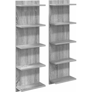 vidaXL Стенен рафт 2 бр. Сив Сонома 30 x 15 x 100 см (8012407)