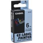 Casio XR-6 X1 оригинална лента за принтер за етикети, Casio, XR-6X1, черен печат/прозрачна основа, 6 мм (XR-6 X1)