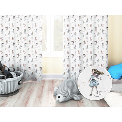 Biante Dětský bavlněný závěs Sandra SA-261 Krasobruslařky na krémovém 130x140 cm