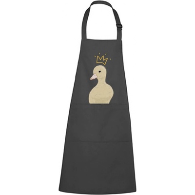 Dobrý triko Zástěra s potiskem Kachnička s korunkou Antracitová