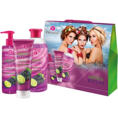 Dermacol Aroma Ritual Grape & Lime pěna do koupele 500 ml + sprchový gel 250 ml + tekuté mýdlo 250 ml dárková sada