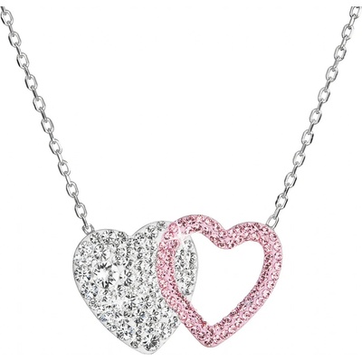 Pavona Stříbrný dvojité srdce se Swarovski krystaly 32079.1 růžové