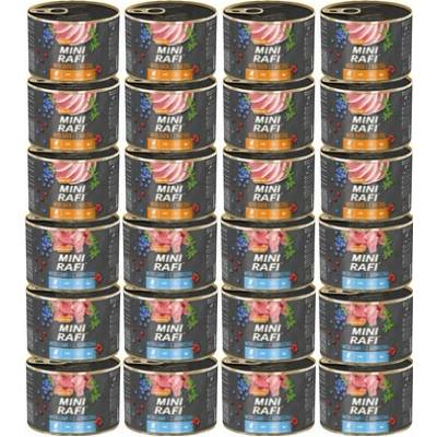 Rafi Mini Mix příchutí s kachnou a jehněčím pro psy malých plemen 24 x 185 g