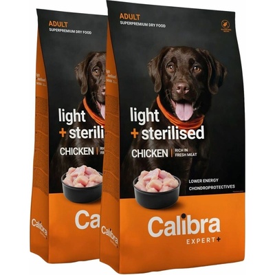 Calibra Dog EXPERT+ Adult Light & Sterilised Chicken 2 x 12 kg