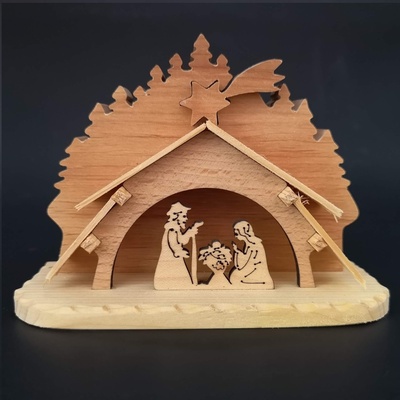 Amadea Dřevěný betlém masivní dřevo 14,5x11x3 cm