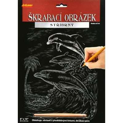 Creatoys Škrabací obrázek stříbrný 20 x 25 cm Delfín