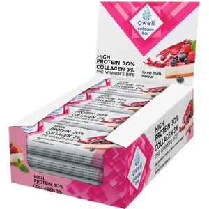 Qwell Collagen Bar | High Protein 30% [12 x 60 грама] Горски плодове