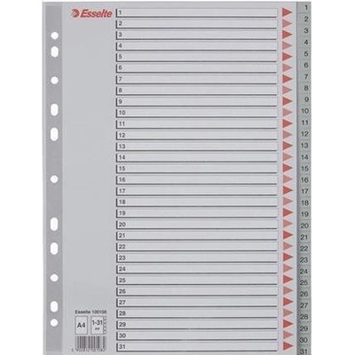 ESSELTE Rejstříky, šedá, A4, plast, 1-31, ESSELTE 400452
