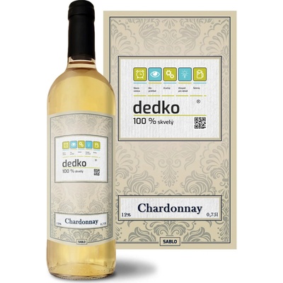 Sablio Dedko Chardonnay biele suché víno 12 % 0,75 l (čistá fľaša)