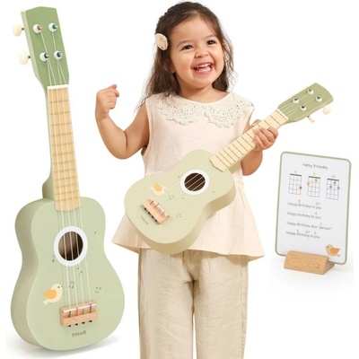 VIGA POLARB DŘEVĚNÁ KYTARA ZELENÁ UKULELE AKUSTICKÉ NOTY VÝUKA HRY – Zboží Dáma