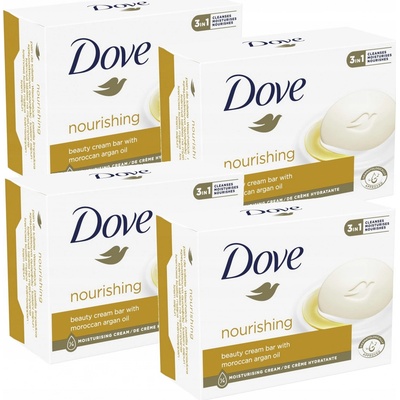 Dove Nourishing Moroccan Argan Oil krémové toaletní mýdlo s arganovým olejem 4 x 90 g