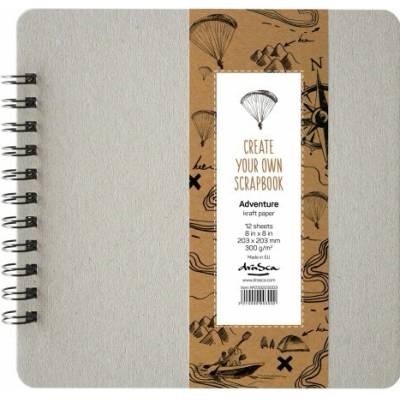 Drasca Album kroužkové Scrapbook Adventure 20 × 20 cm (300 g/m2, 12 listů) - kraft