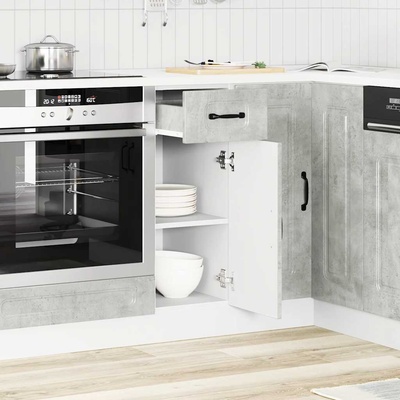 vidaXL Кухненски шкаф, "Kalmar", бетонно сив, инженерно дърво (853461)