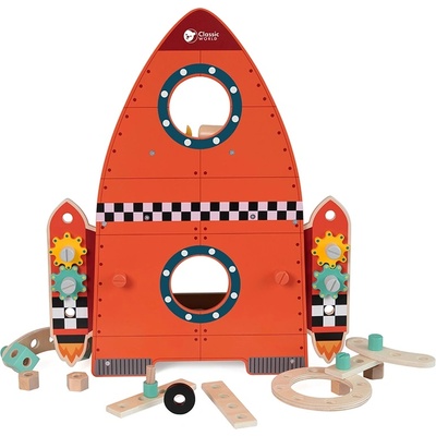 Classic World Детска дървена работилница Classic World - Ракета, с инструменти (CW50574)