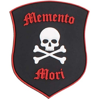Gumová nášivka 101 Inc Memento Mori Skull - čierna-červená