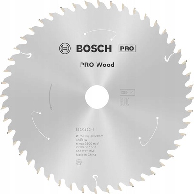 BOSCH Standard for Wood 165x20 mm, 48 zubů, ATB – na dřevo