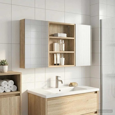 vidaXL Комплект шкафове за баня с рафт 3 pcs 100 x 10, 5 x 50 см (3403682)