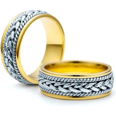 SAVICKI Сватбени халки: двуцветно злато, плоски. 7 мм