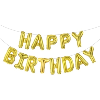 Fóliový balón Happy Birthday zlatá