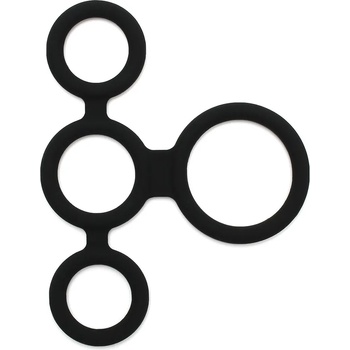 Image 1 of Rimba Latex Play Quatro Cock Ring and Ball Splitter Black