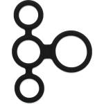 Rimba Latex Play Quatro Cock Ring and Ball Splitter Black