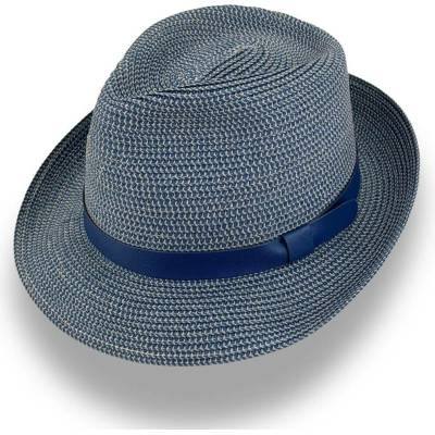 Krumlovanka crushable nemačkavý letní klobouk Trilby tvarovatelný Co-14658 modrý