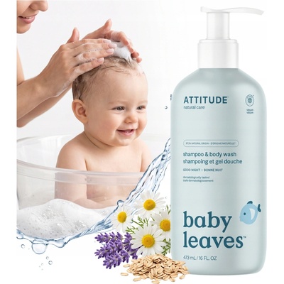 ATTITUDE Dětský šampon a tělové mýdlo 2 v 1 Baby leaves s vůní Good night 473 ml