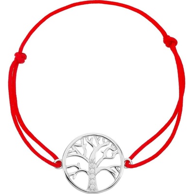 Bealio 13266 stříbrný náramek STROM ŽIVOTA shamballa provázek 17+3 cm 03-13266-2913