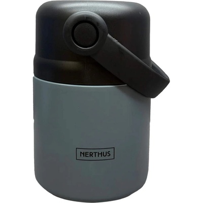 Nerthus 650 мл сив двустенен термос за храна с дръжка Nerthus