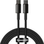 Baseus - Кабел за данни Tungsten Gold (CATWJ-A01) - Type-C към Type-C, Бързо зареждане, 100W, 2 м - Черен
