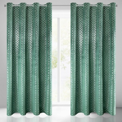 Design 91 ZATEMŇOVACÍ ZÁVĚS NA KROUŽCÍCH MOLY 140X250 CM ZELENÁ
