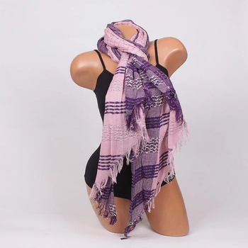 Image 1 of Стилен шал в розово и лилаво с ресни