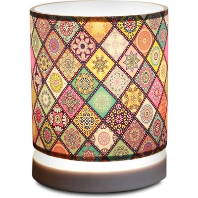 TopMebel Настолна лампа Hassard TopMebel от плат/МДФ в цветен/бял цвят 15x16x22cm