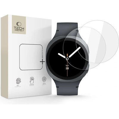 Tech-Protect 2 броя стъклени протектори за Samsung Galaxy Watch 8 (44mm) от Tech Protect Glass Fit+ - Прозрачни (5906302331499)