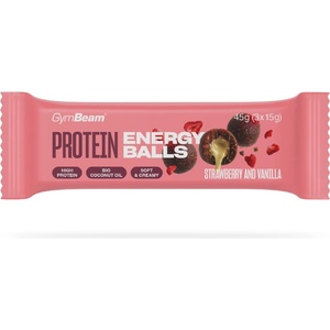 GymBeam Протеинови енергийни топчета 45 g ягода и ванилия