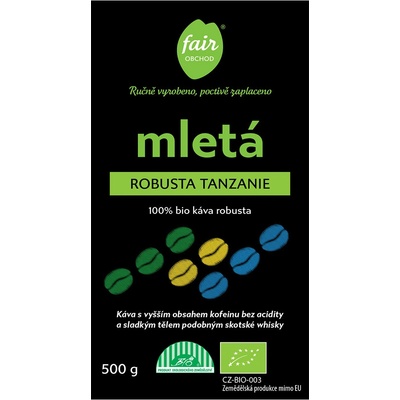 Fairobchod Bio mletá káva Robusta Tanzanie 0,5 kg