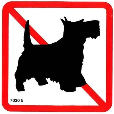 7030 5 S Zákaz vstupu so psom ( pictogram ) 10 x 10cm samolepka