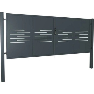 EKOfence Dizajnová brána LINE 2kr. 3800x1500mm antracit so plotový stĺpikmi 16322