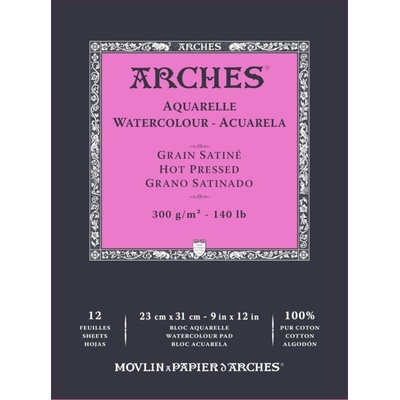 ARCHES Watercolour Hot Pressed Pad Natural White Скицник 12 31 x 23 cm 300 g (A1795097)