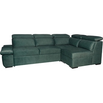 TEDIVA Десен ъглов диван havana с механизъм за сън - Тъмно зелено (mmamldprm-clo39)
